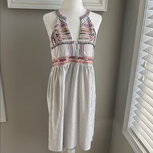 THML Striped Sleeveless Dress with Embroidered Details